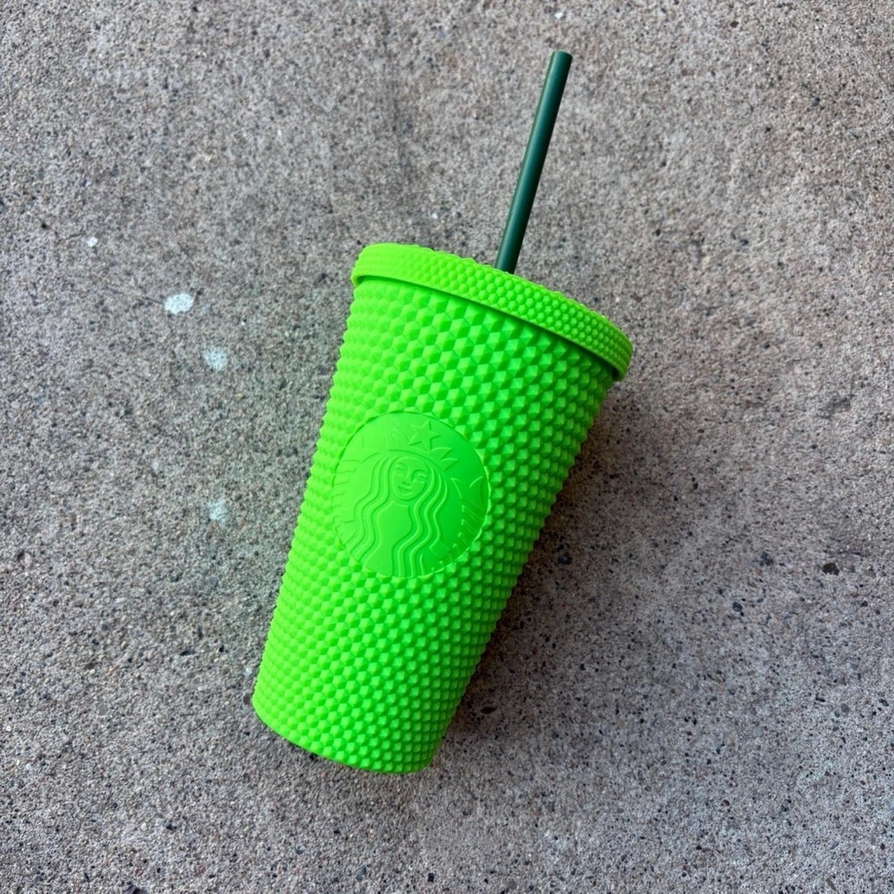 Starbucks Bright Green Textured Tumbler with Straw